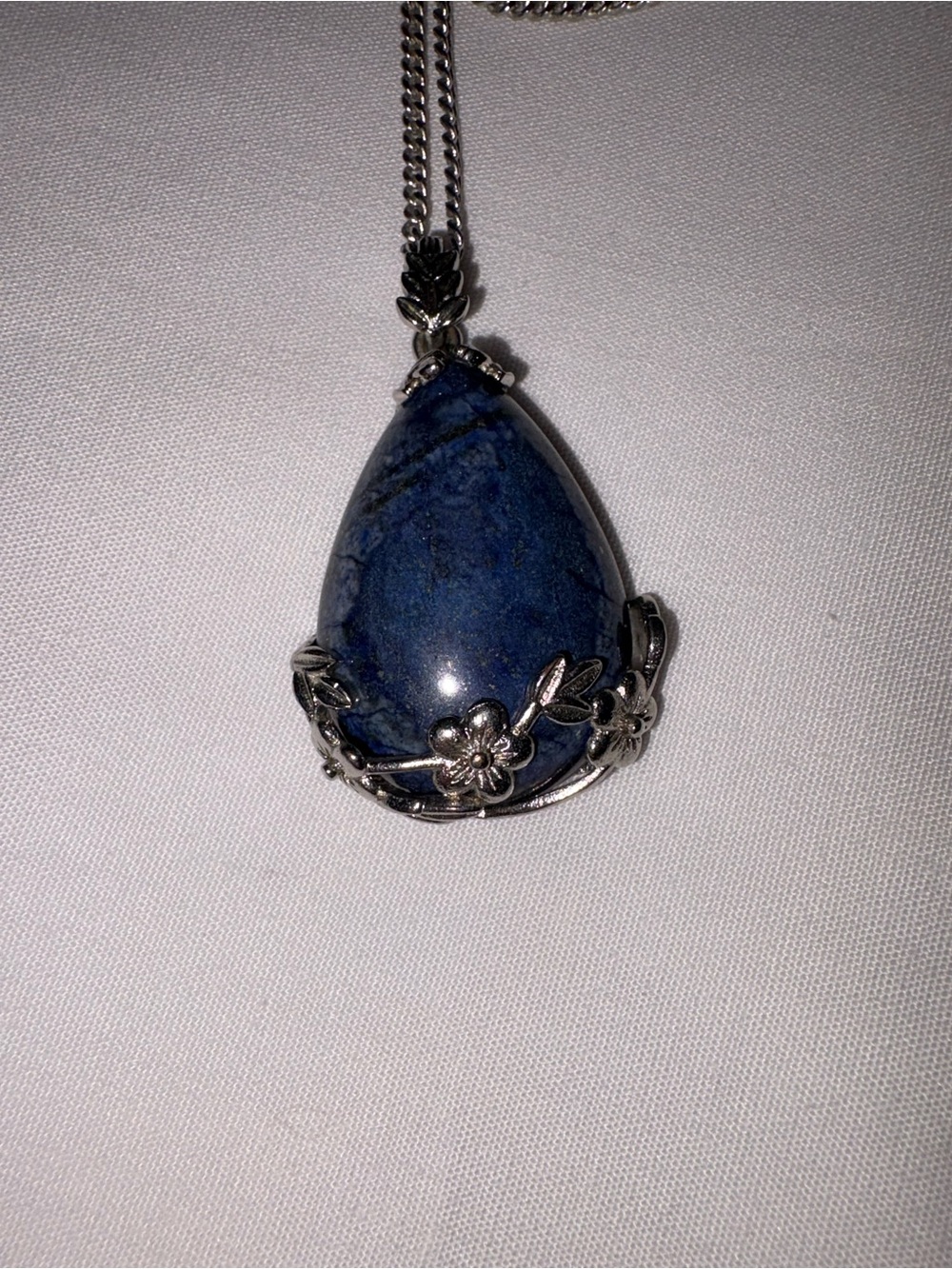 Lapis & Flower Setting Pendant  Necklace